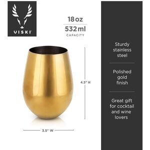 2 - VISKI - GOLD PLATED STAINLESS STEEL - WINE GLASSES / CUPS
